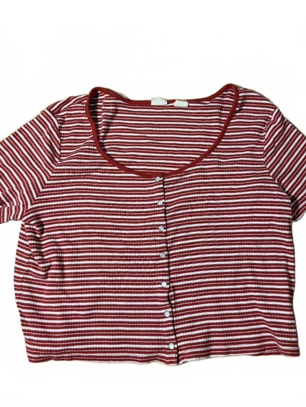 Levi's Cropped Red and White Cotton Stripped Button Up Short Sleeve Size XXL